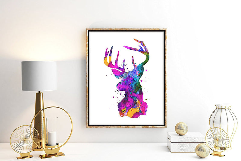 Stag Head Watercolor Art Print - Unframed - Zuzi's