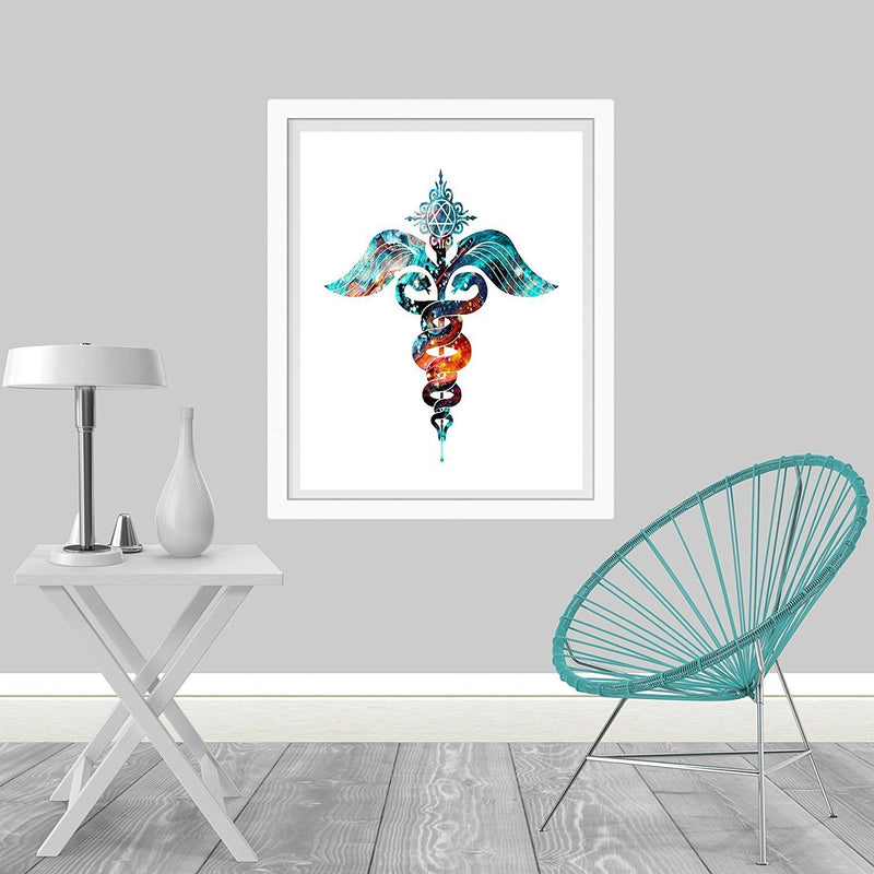 Caduceus Watercolor Art Print - Unframed - Zuzi's