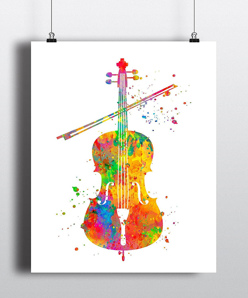 Cello Watercolor Art Print - Unframed - Zuzi's