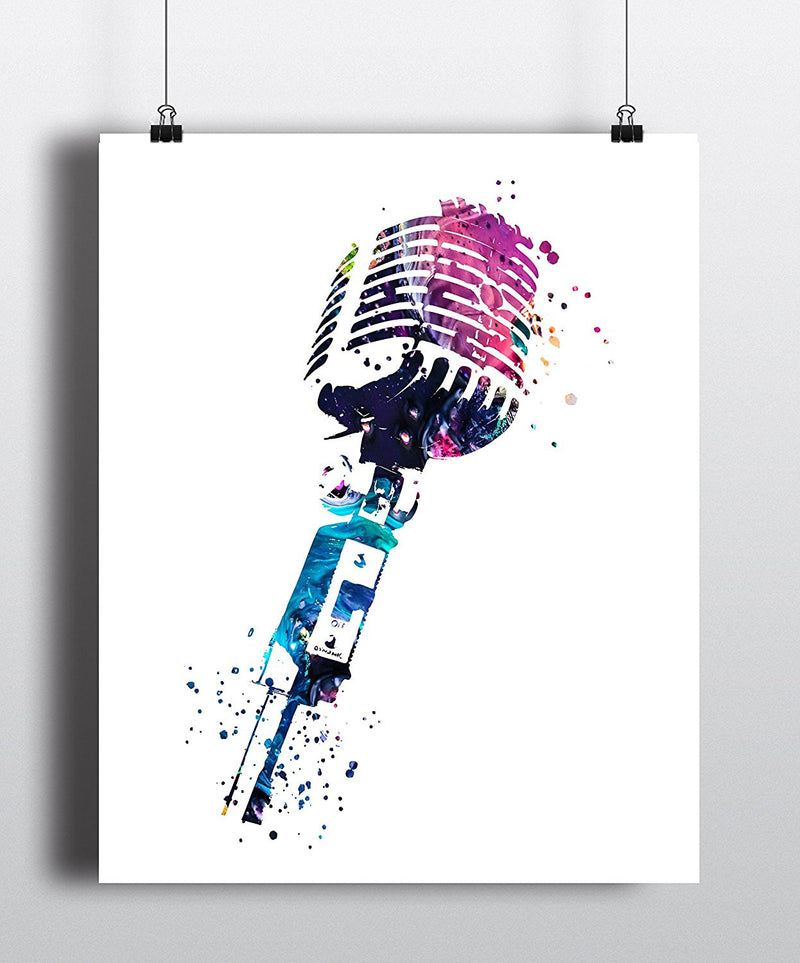 Microphone Watercolor Art Print - Unframed - Zuzi's