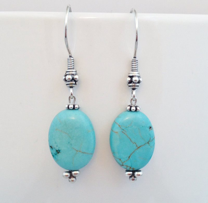 925 Bali Sterling Silver and Natural Turquoise Earrings - Zuzi's