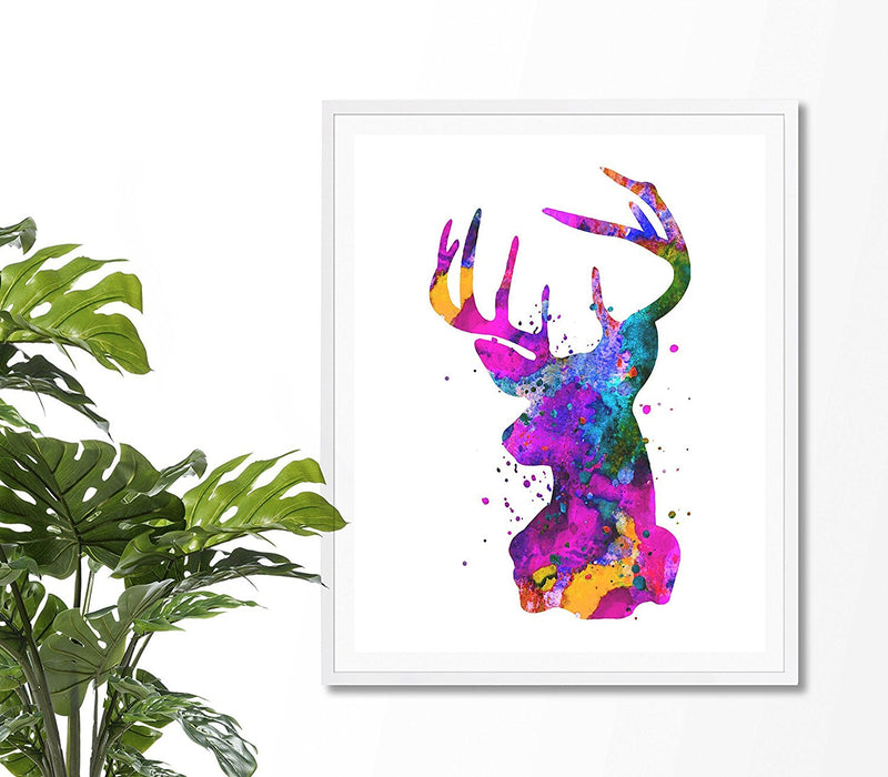 Stag Head Watercolor Art Print - Unframed - Zuzi's