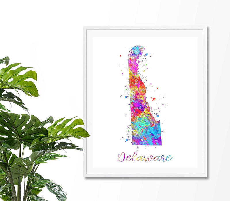 Delaware Map Watercolor Art Print - Unframed - Zuzi's