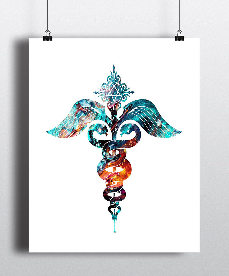 Caduceus Watercolor Art Print - Unframed - Zuzi's