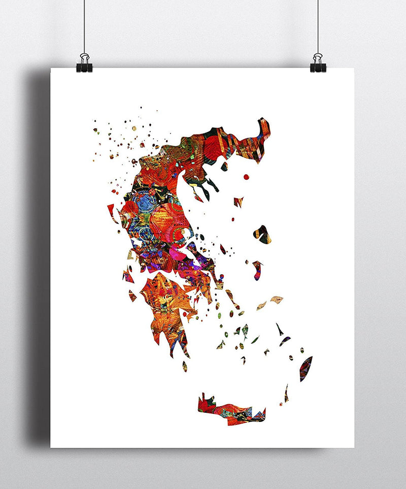 Greece Map Art Print - Unframed - Zuzi's