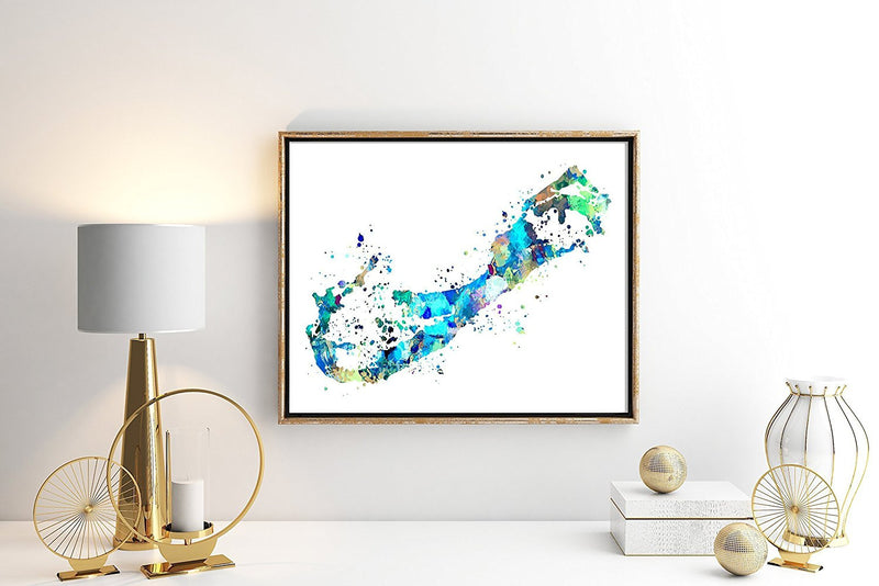 Bermuda Map Art Print - Unframed - Zuzi's