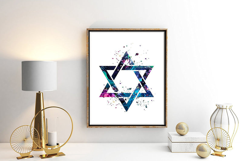 Star Of David Watercolor Art Print - Unframed - Zuzi's