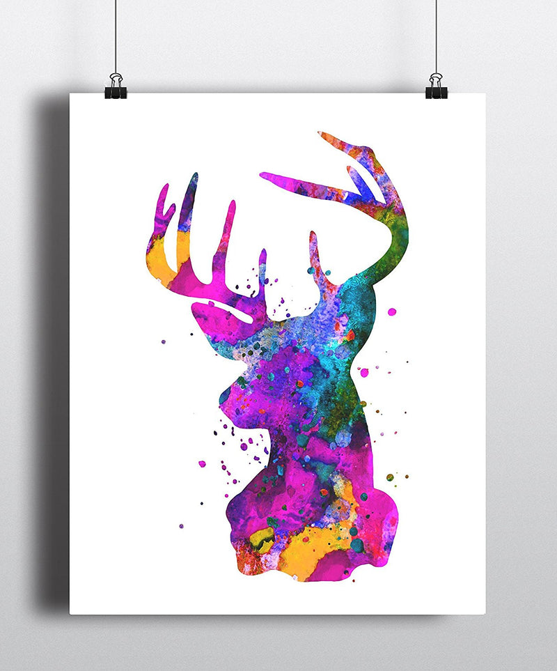 Stag Head Watercolor Art Print - Unframed - Zuzi's