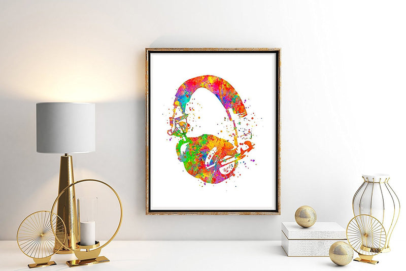 Headphones Watercolor Art Print - Unframed - Zuzi's