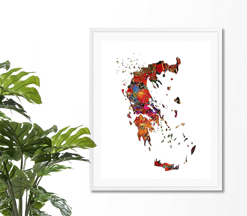 Greece Map Art Print - Unframed - Zuzi's