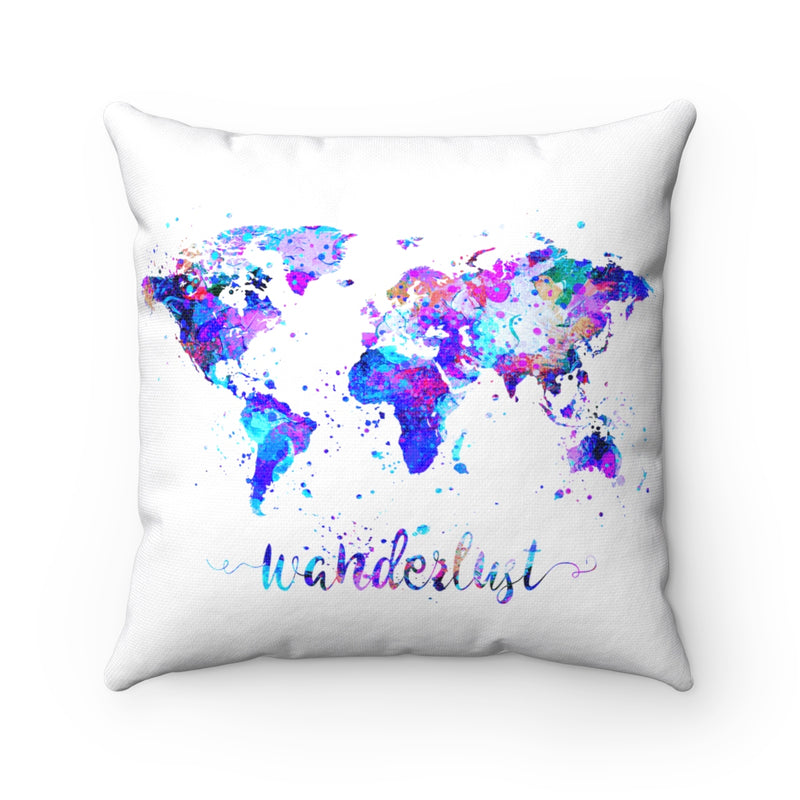 Wanderlust World Map Art Square Pillow - Zuzi's