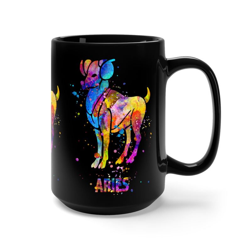 Aries Zodiac Sign Black Mug 15oz - Zuzi's