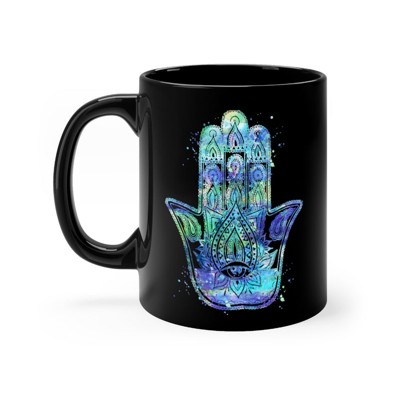Hamsa Hand Black Mug 11oz - Zuzi's