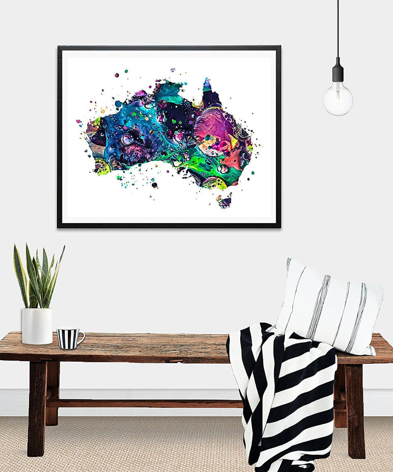 Australia Map Watercolor Art Print - Unframed - Zuzi's