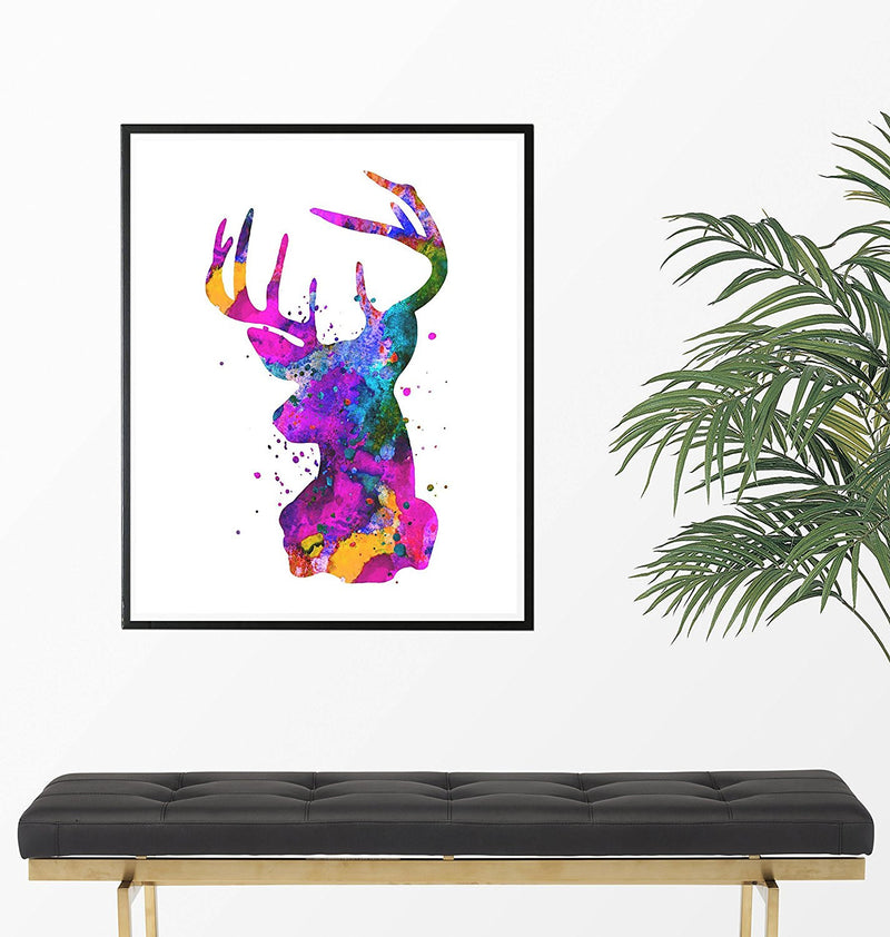 Stag Head Watercolor Art Print - Unframed - Zuzi's