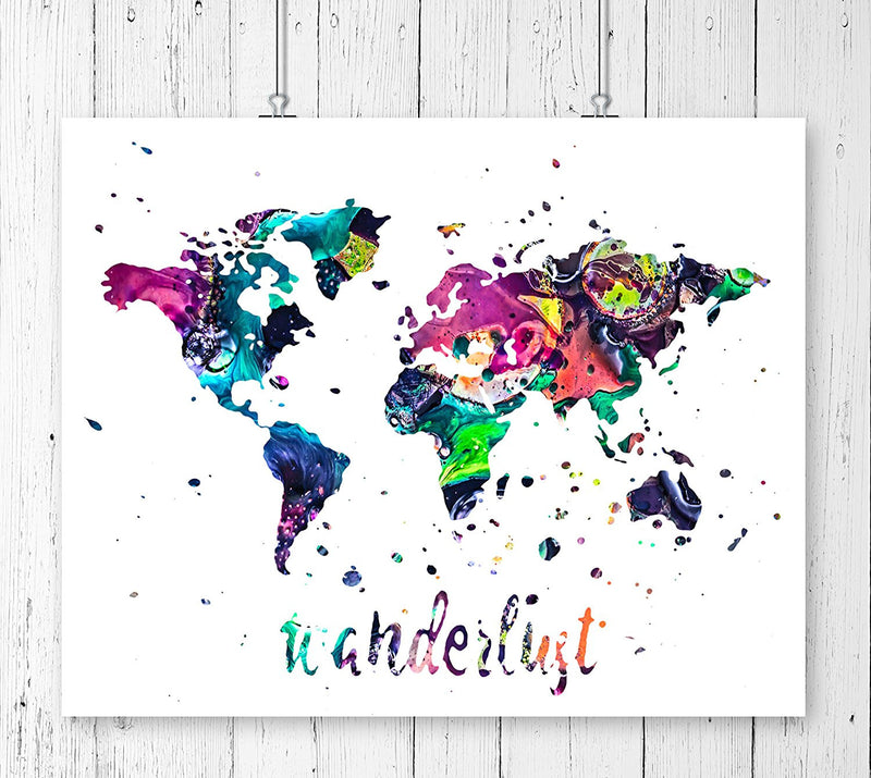Wanderlust World Map Watercolor Art Print - Unframed - Zuzi's