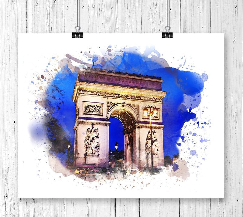 Paris Arc de Triomphe Watercolor Art Print - Unframed - Zuzi's