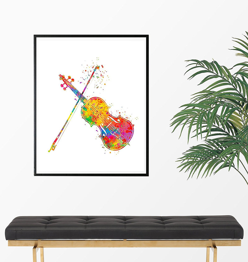 Violin Watercolor Art Print - Unframed - Zuzi's
