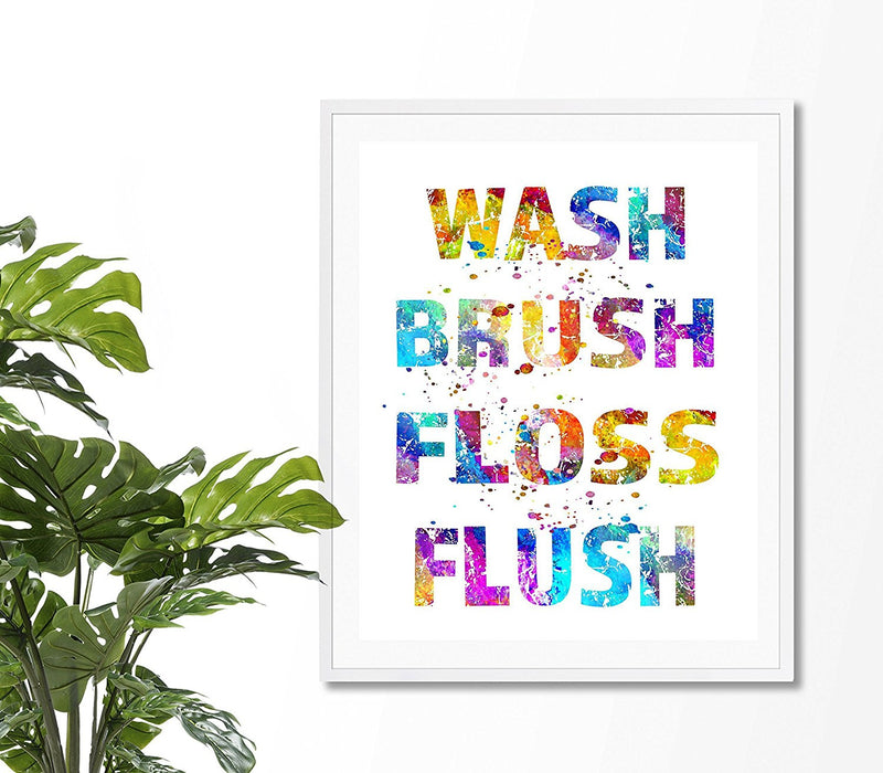 Wash Brush Floss Flush Quote Art Print - Unframed - Zuzi's