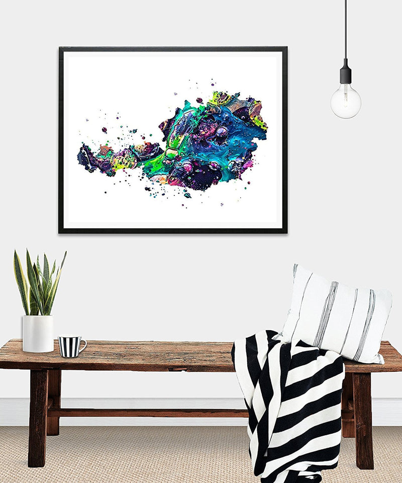 Austria Map Watercolor Art Print - Unframed - Zuzi's