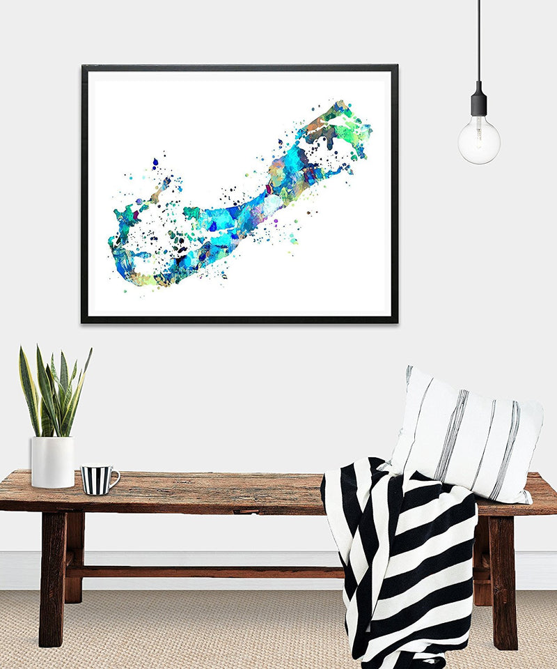 Bermuda Map Art Print - Unframed - Zuzi's