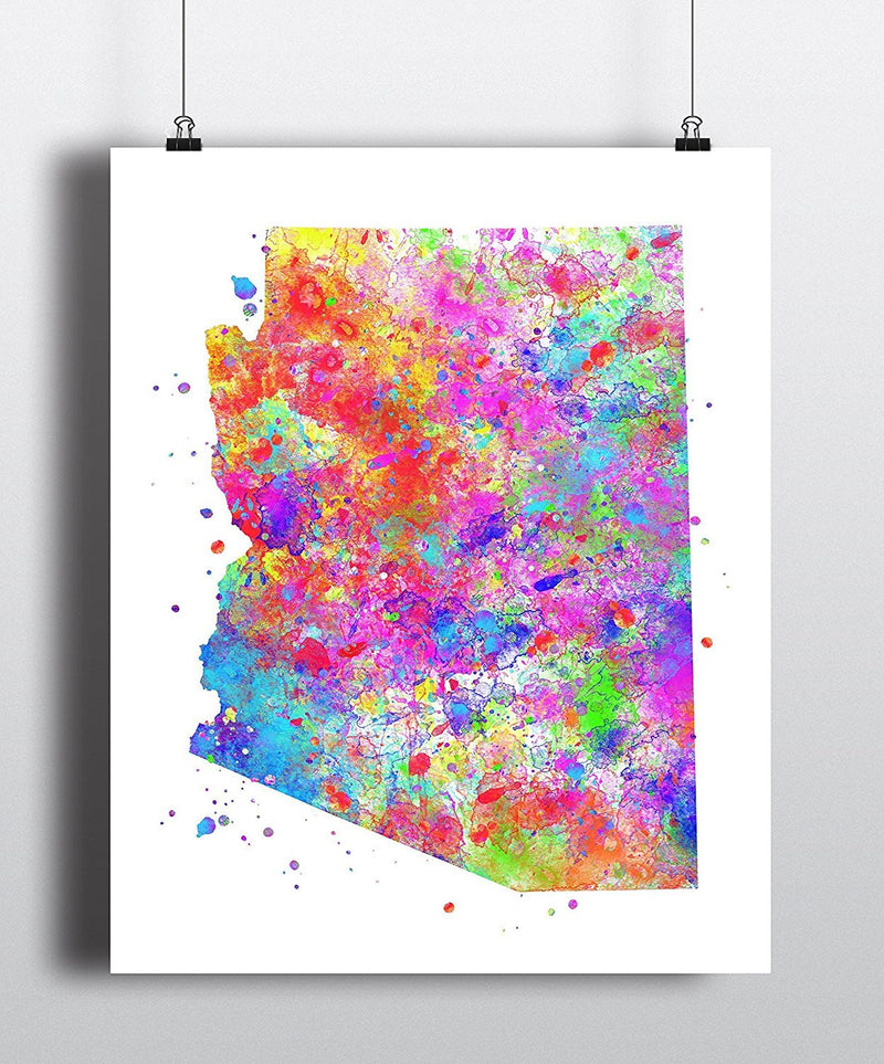 Arizona Map Watercolor Art Print - Unframed - Zuzi's