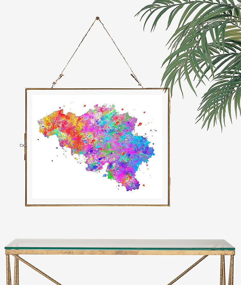 Belgium Map  Watercolor Art Print - Unframed - Zuzi's