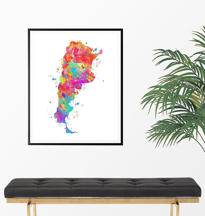 Argentina Map Watercolor  Art Print - Unframed - Zuzi's