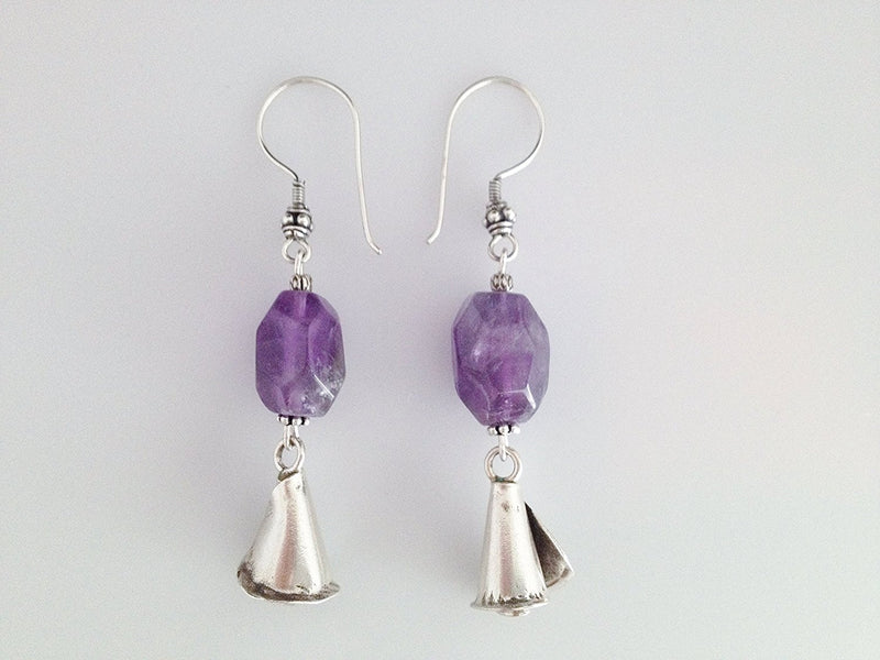 Sterling Silver and Natural Amethyst Earrings - Zuzi's