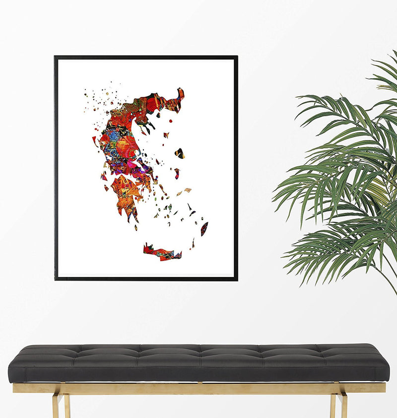 Greece Map Art Print - Unframed - Zuzi's