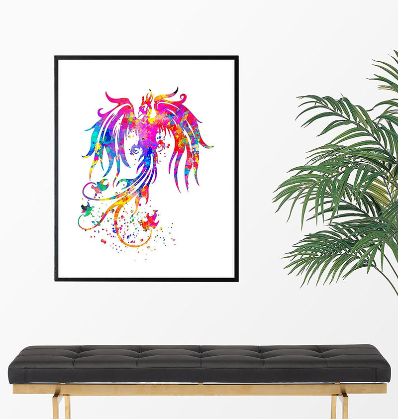 Phoenix Bird Watercolor Art Print  - Unframed - Zuzi's