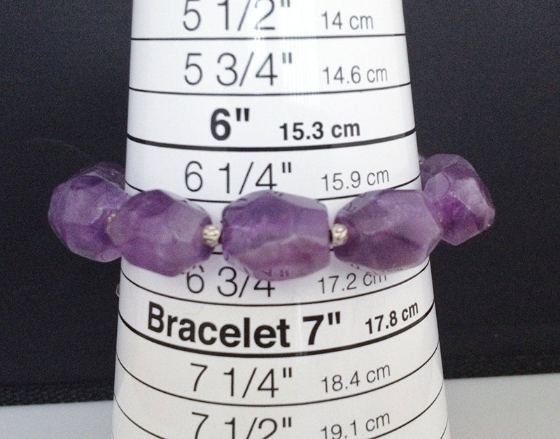 Sterling Silver and Natural Amethyst Bracelet with Charms and Magnetic Clasp Size 6 3/4 inch - Zuzi's