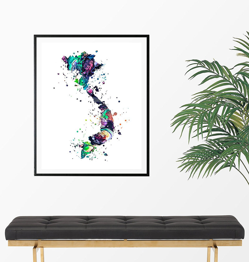 Vietnam Map Art Print - Unframed - Zuzi's