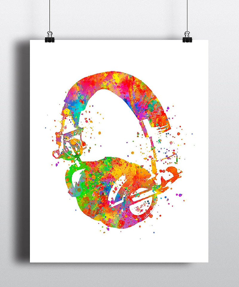 Headphones Watercolor Art Print - Unframed - Zuzi's