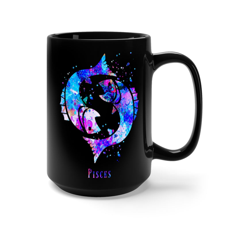 Pisces Zodiac Sign Black Mug 15oz - Zuzi's