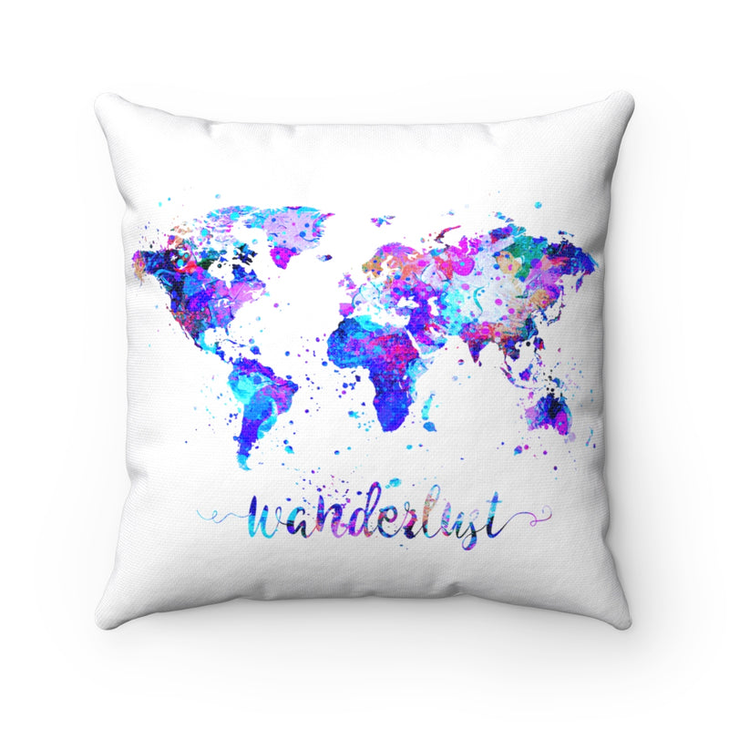 Wanderlust World Map Art Square Pillow - Zuzi's