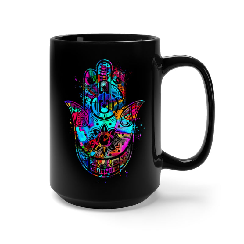 Hamsa Hand Black Mug 15oz - Zuzi's