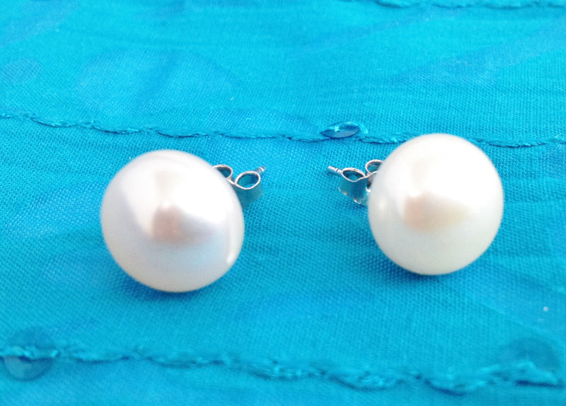 925 Sterling Silver and Venusian Pink Natural Freshwater Pearls Earrings- Studs - Zuzi's