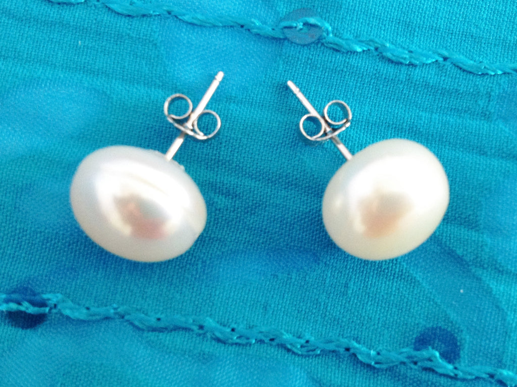 925 Sterling Silver and Venusian Pink Natural Freshwater Pearls Earrings- Studs - Zuzi's
