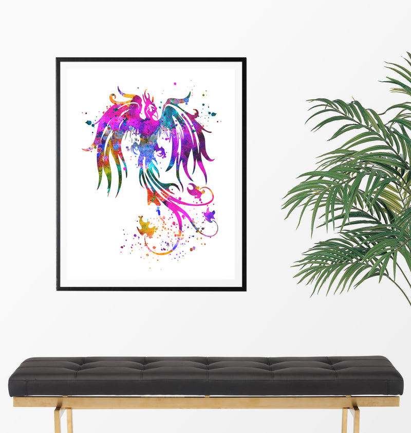 Phoenix Bird Watercolor Art Print  - Unframed - Zuzi's