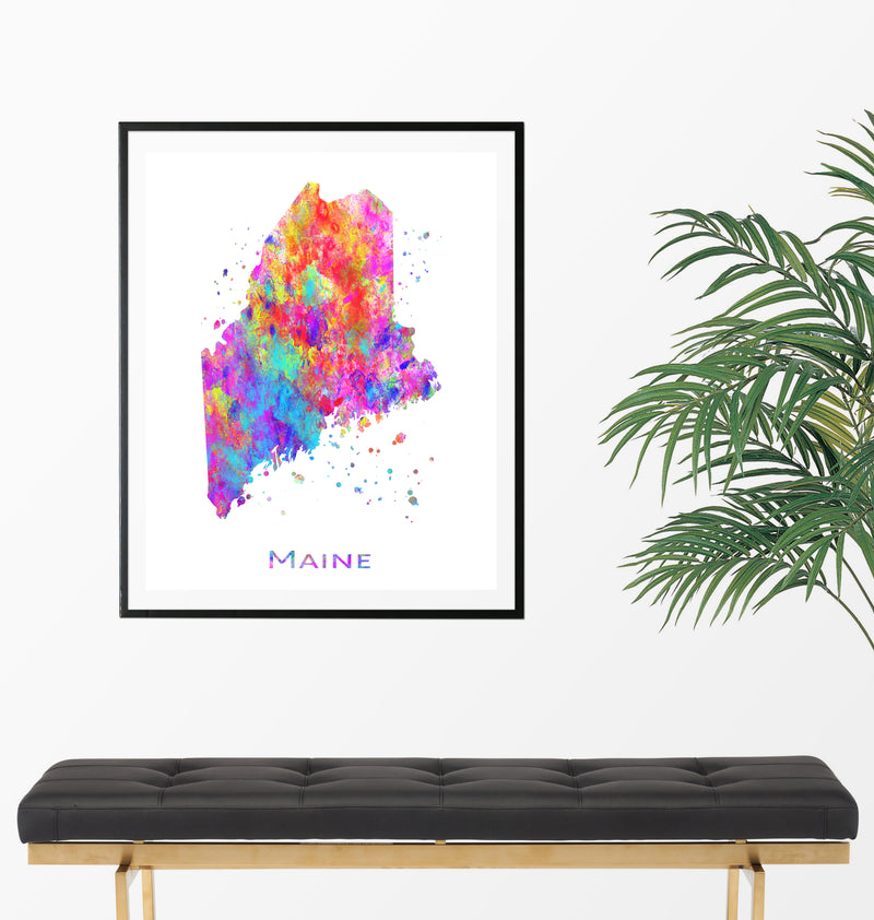 Maine Map Art Print - Unframed - Zuzi's
