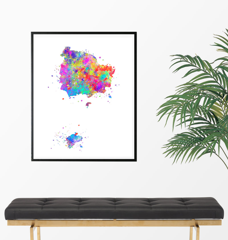 Norfolk Island Map Art Print - Unframed - Zuzi's