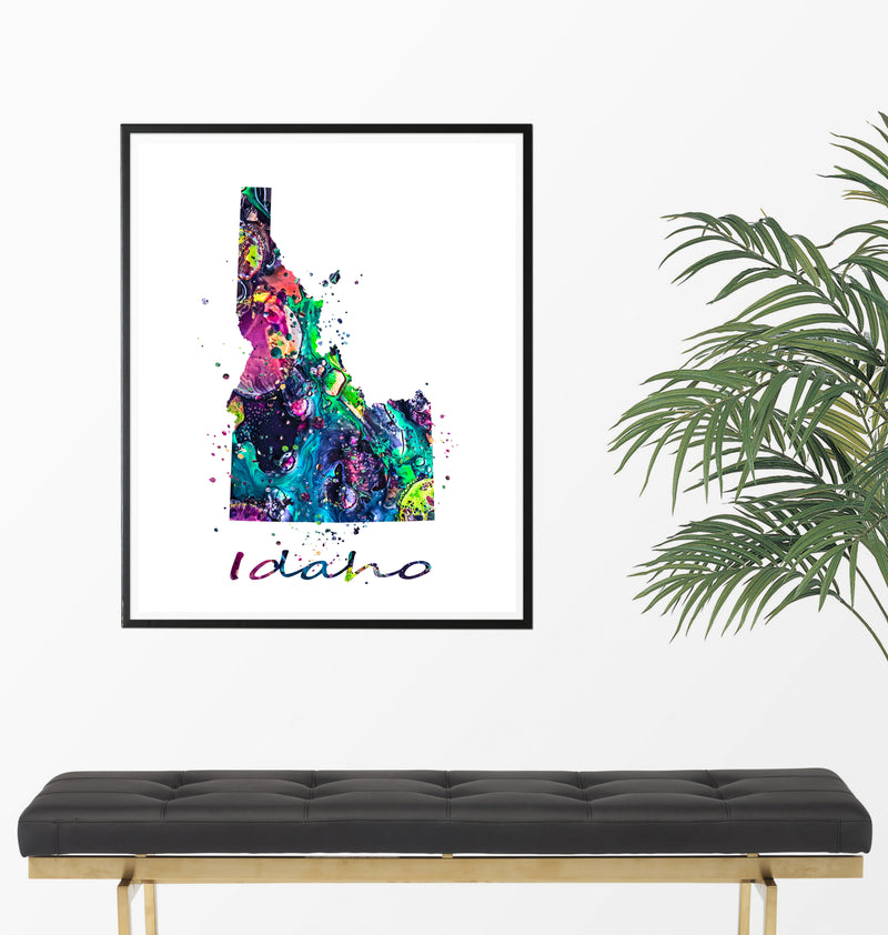 Idaho Map Art Print - Unframed - Zuzi's