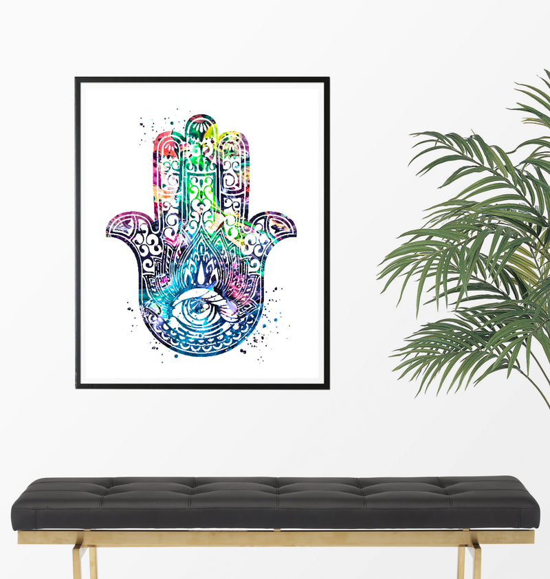 Hamsa Hand Watercolor Art Print - Unframed - Zuzi's