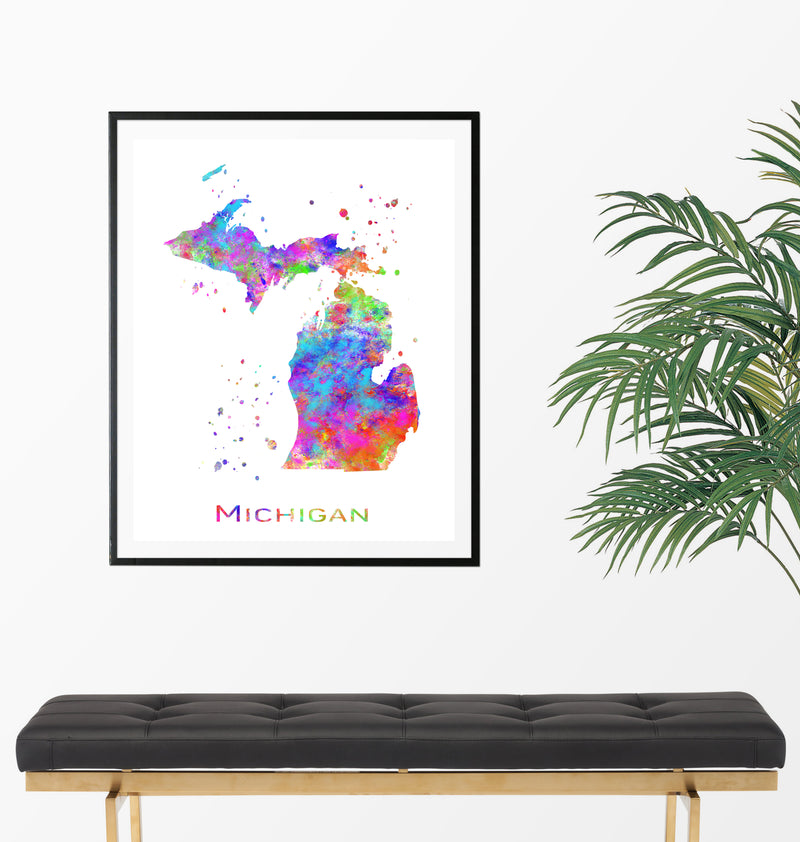 Michigan Map Art Print - Unframed - Zuzi's