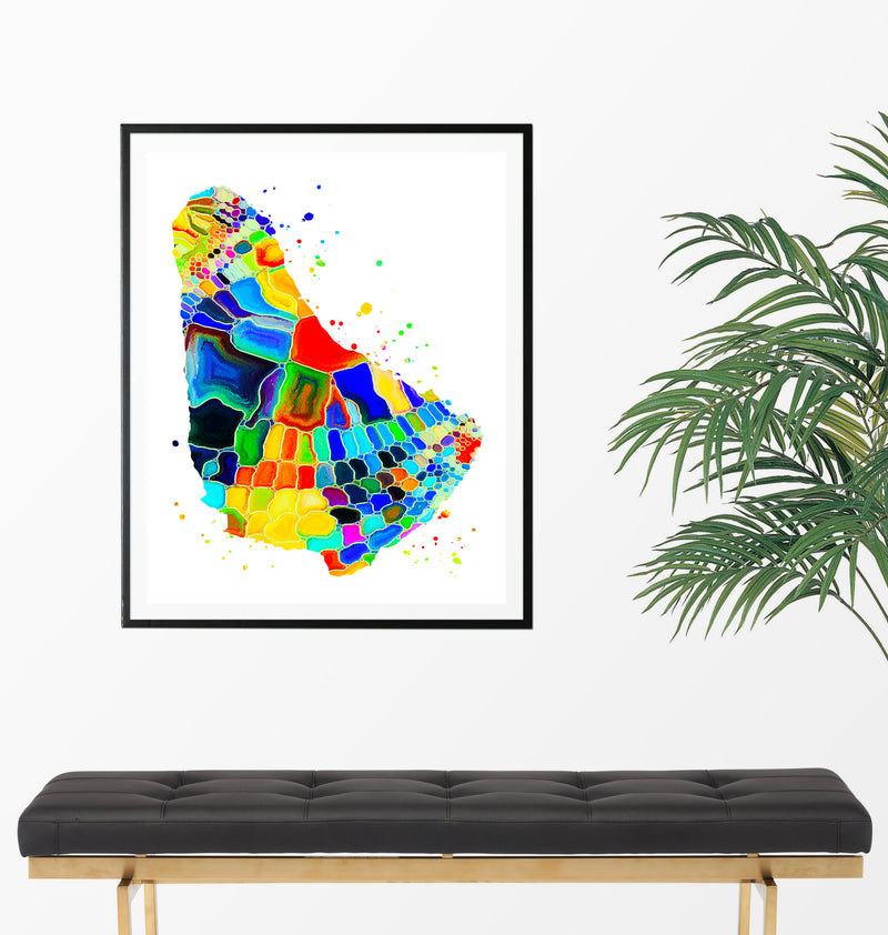 Barbados Map Art Print - Unframed - Zuzi's