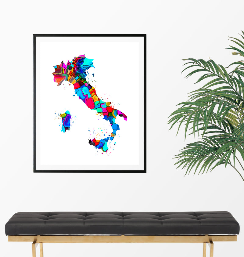 Italy Map Art Print - Unframed - Zuzi's