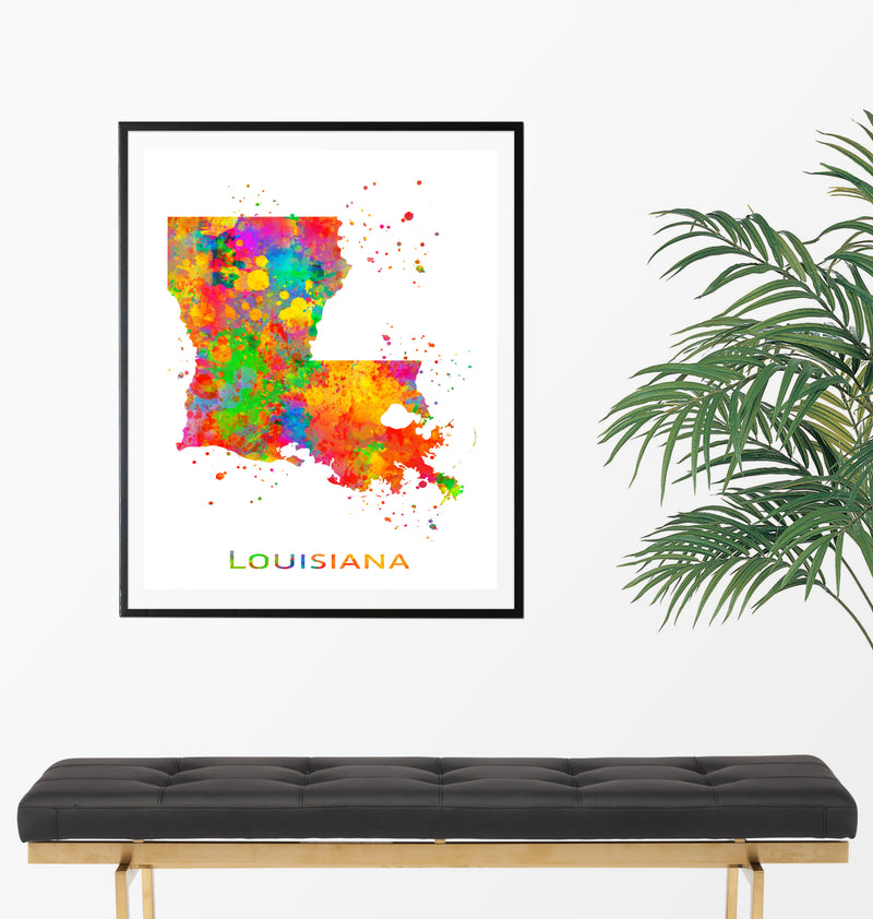 Louisiana Map Art Print - Unframed - Zuzi's