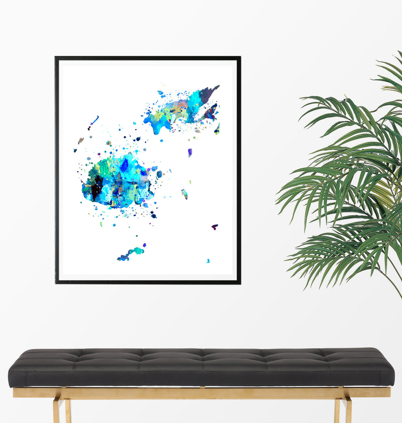 Fiji Map Art Print - Unframed - Zuzi's