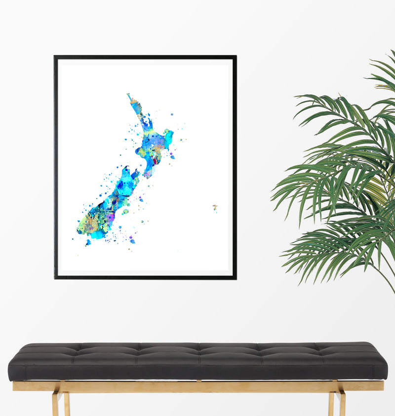 New Zealand Map Art Print - Unframed - Zuzi's